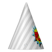 Superheld Themed Pow - Gray Strip Partyhütchen (Links)
