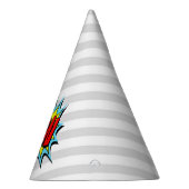 Superheld Themed Pow - Gray Strip Partyhütchen (Rechts)