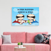 Superheld Twin Boys Personalisierte Leinwand Kunst (Insitu (Wohnzimmer))