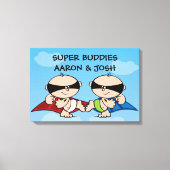 Superheld Twin Boys Personalisierte Leinwand Kunst (Vorderseite)