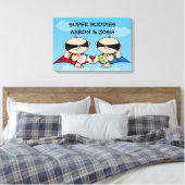 Superheld Twin Boys Personalisierte Leinwand Kunst (Insitu (Schlafzimmer))
