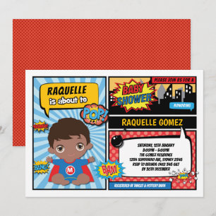 Superhelden-Baby- Jungen-Shower / Comic-Book-Super Einladung
