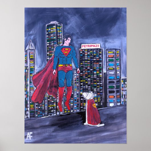 Superhelden Best Friend Painting von Alfred Fox Poster (Vorne)