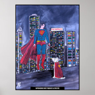 Superhelden Best Friend Painting von Alfred Fox Poster