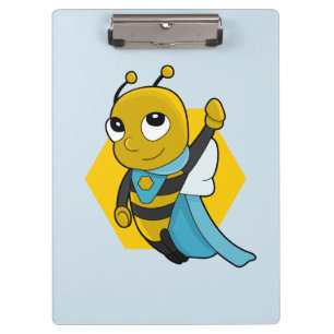 Superhelden-Bienen-Cartoon-Clip-Art Klemmbrett