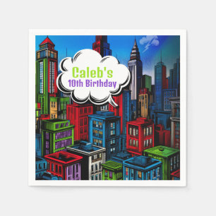 Superhelden-Comic-Book-City-Geburtstagsfeier Serviette