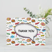 Superhelden Comic Muster Danke Karte (Stehend Vorderseite)