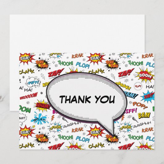 Superhelden Comic Muster Danke Karte (Vorne/Hinten)