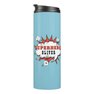 Superhelden-Comic-Sprechblasen-Junge  Thermosbecher