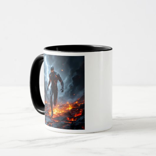 Superhelden durch die Lava. Tasse (Vorderseite Links)