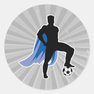 Superhelden-Fußballspieler Runder Aufkleber