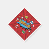 Superhelden-Geburtstag-Comicbuch Serviette (Ecke)