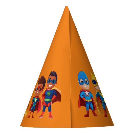 Superhelden-Geburtstag Partyhütchen (Rückseite)