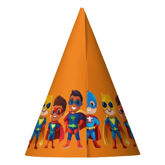 Superhelden-Geburtstag Partyhütchen (Rückseite)