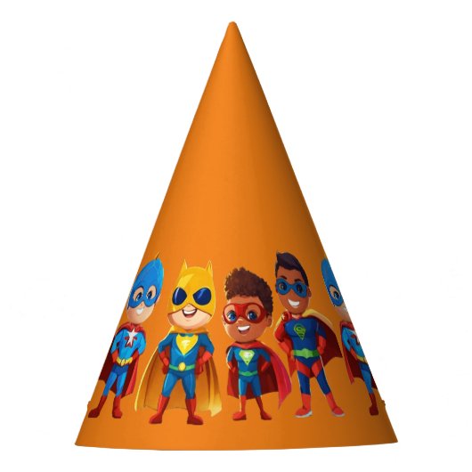 Superhelden-Geburtstag Partyhütchen (Vorderseite)