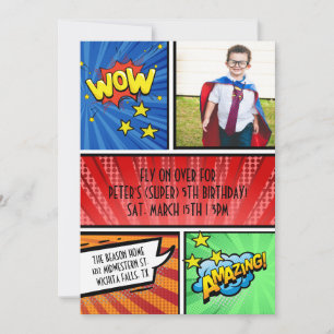 Superhelden-Geburtstagseinladung   Comic-Party  Einladung