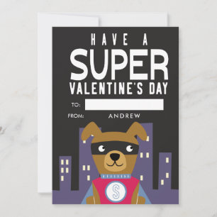 Superhelden-Hund Klassenzimmer Valentinstag Feiertagskarte