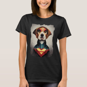 Superhelden-Hund-Porträt Beagle T-Shirt
