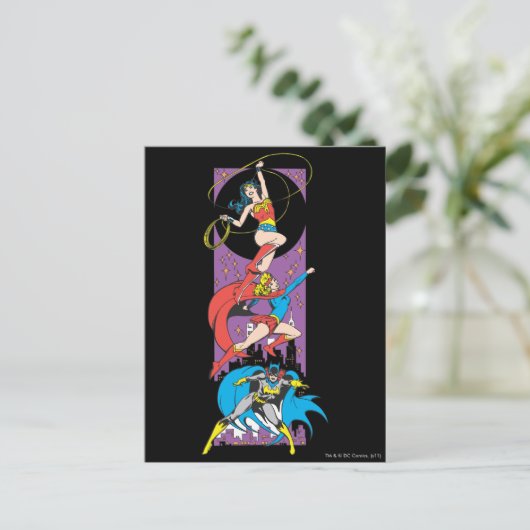 Superhelden in Aktion Postkarte (Stehend Vorderseite)