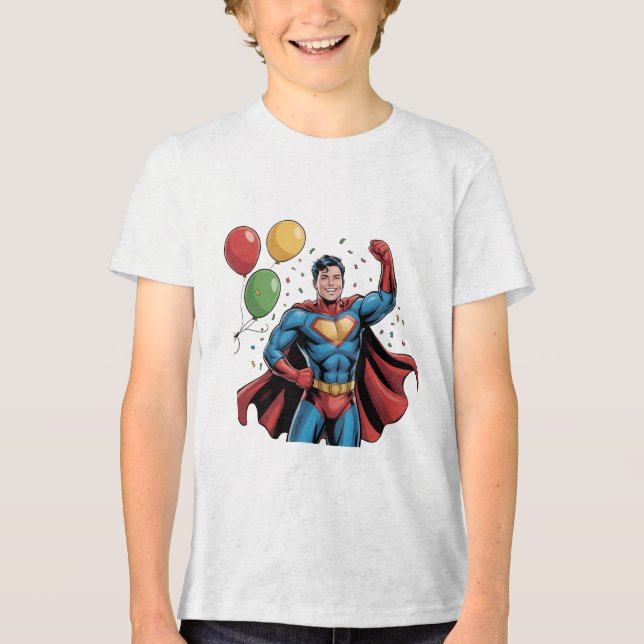 Superhelden-Jungen-Geburtstagsfeier Tri-Blend Shirt (Vorderseite)