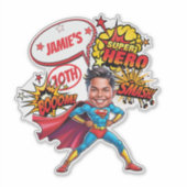 Superhelden Karikatur Action-Packed Boys Geburtsta Aufkleber (Vorderseite)