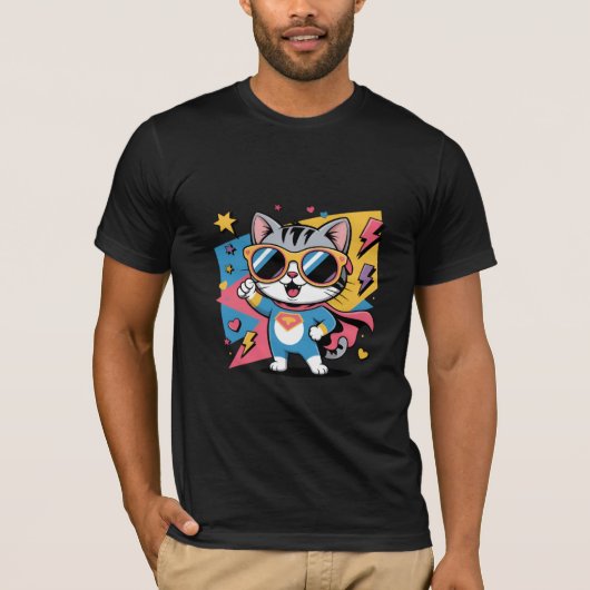 Superhelden-Kitty-Power T-Shirt (Vorderseite)