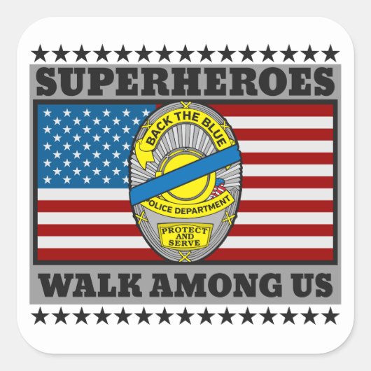 Superhelden laufen unter uns quadratischer aufkleber (Vorderseite)