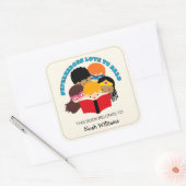 Superhelden Liebe zum Lesen Personalisierter Buchz Quadratischer Aufkleber (Umschlag)