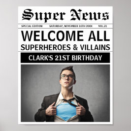 Superhelden oder Villains Geburtstagsparty Willkom Poster