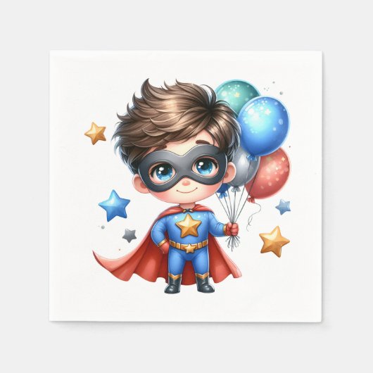 Superhelden-Papier-Servietten | Kindergeburtstags- Serviette (Vorderseite)