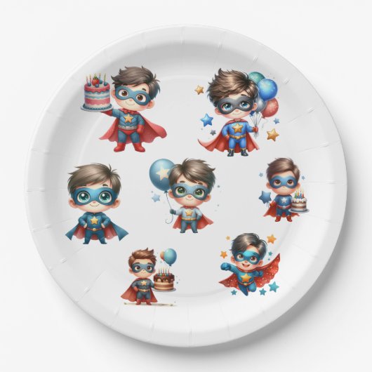 Superhelden-Pappteller-Junge-Birthday-Party-Tischw Pappteller (Vorderseite)