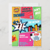 Superhelden-Party-Comic-Book-Geburtstagsfoto Einladung (Vorderseite)