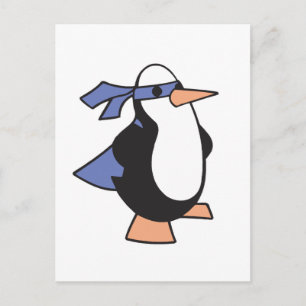 Superhelden Pinguin Postkarte
