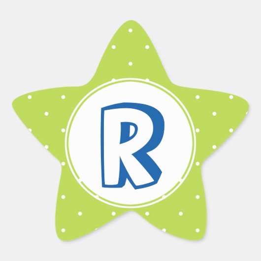 Superhelden, rotes Gelbpolka-Dot-Monogramm Stern-Aufkleber (Vorderseite)