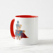 Superhelden-Teddybär mit Mütze. Tasse (Vorderseite Links)