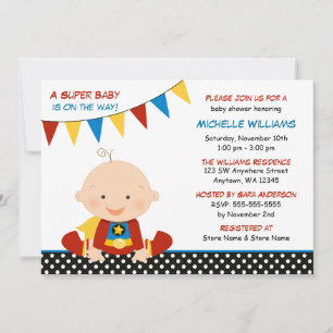 Superhelden-Wimpel-Baby-Party Einladung