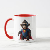 Superheldenaffe mit rotem Umhang und Anzug. Tasse (Links)
