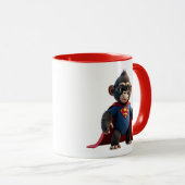 Superheldenaffe mit rotem Umhang und Anzug. Tasse (VorderseiteRechts)