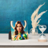 Superheldenporträt von Frauen in smaragdgrünen und Fotoplatte (InSitu)