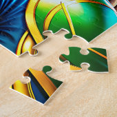 Superheldenporträt von Frauen in smaragdgrünen und Puzzle (Seite)