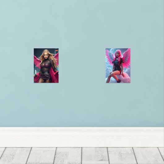 Superheldin Bilderwand Sets (Holzboden)