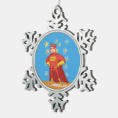 Superheldin des ersten Vaters Schneeflocken Zinn-Ornament (Rechts)