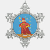 Superheldin des ersten Vaters Schneeflocken Zinn-Ornament (Vorderseite)