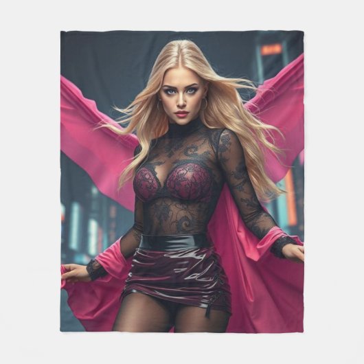 Superheldin Fleecedecke (Vorderseite)