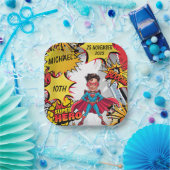 Superheldin Karikatur Party Stadtscape Pappteller (Party)