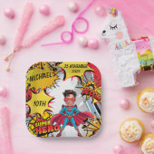 Superheldin Karikatur Party Stadtscape Pappteller (Party)