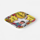 Superheldin Karikatur Party Stadtscape Pappteller (Gewinkelt)