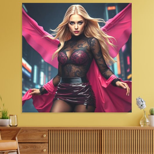 Superheldin Leinwanddruck (Insitu (Wohnzimmer))