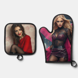 Superheldin Ofenhandschuh & Topflappen-Set