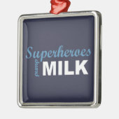 Superheldpumpenmilchweiß und -BLAU Silbernes Ornament (Links)